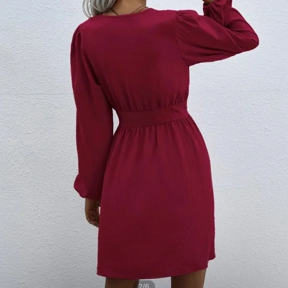 NWT SHEIN surplice neck lantern sleeve dress - Picture 3 of 4